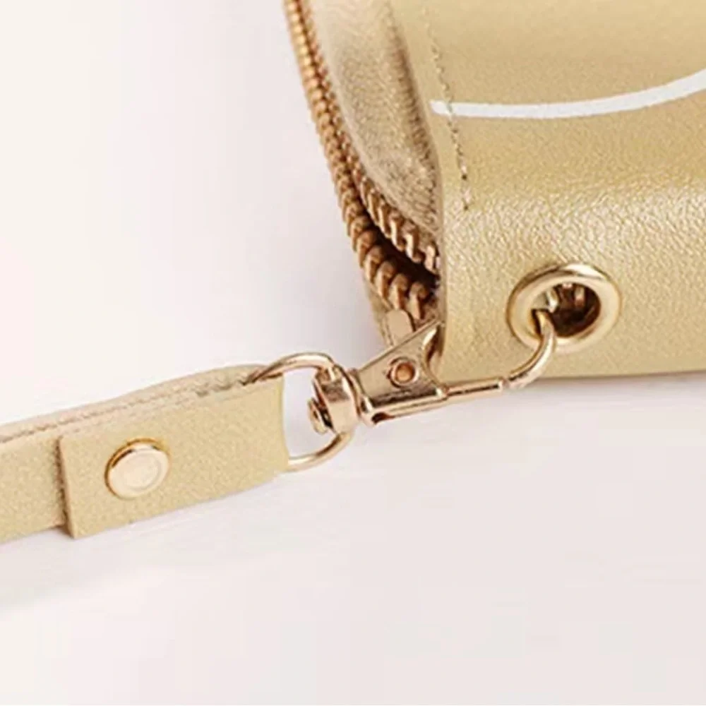 Minnie Mickey Mouse Wristlet Clutch  Convertible Long Wallet Tan Champagne Gold